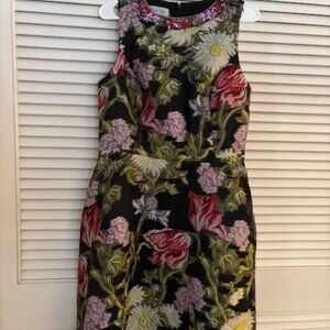 Teri Jon by Rickie Freeman Floral Black Jacquard Dress Size 12